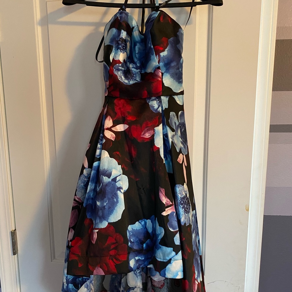 Black floral prom dress